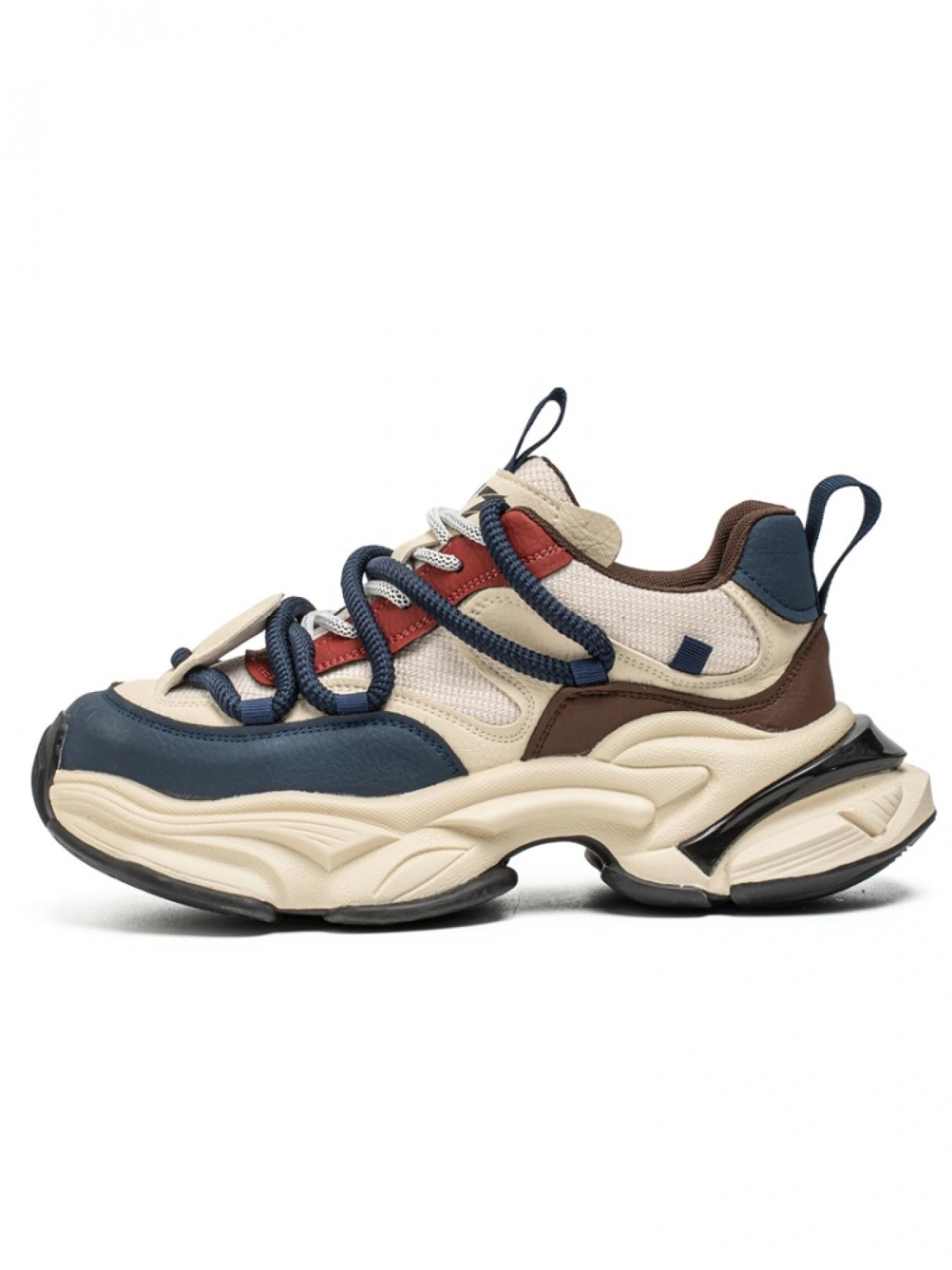 1 Pair of Men's Retro Platform Casual Shoes: Thick Rope Laces, Multi-Layer Stitched Upper, Elevated Platform Sole, Street Niche Style, Ideal for Men's Daily Streetwear