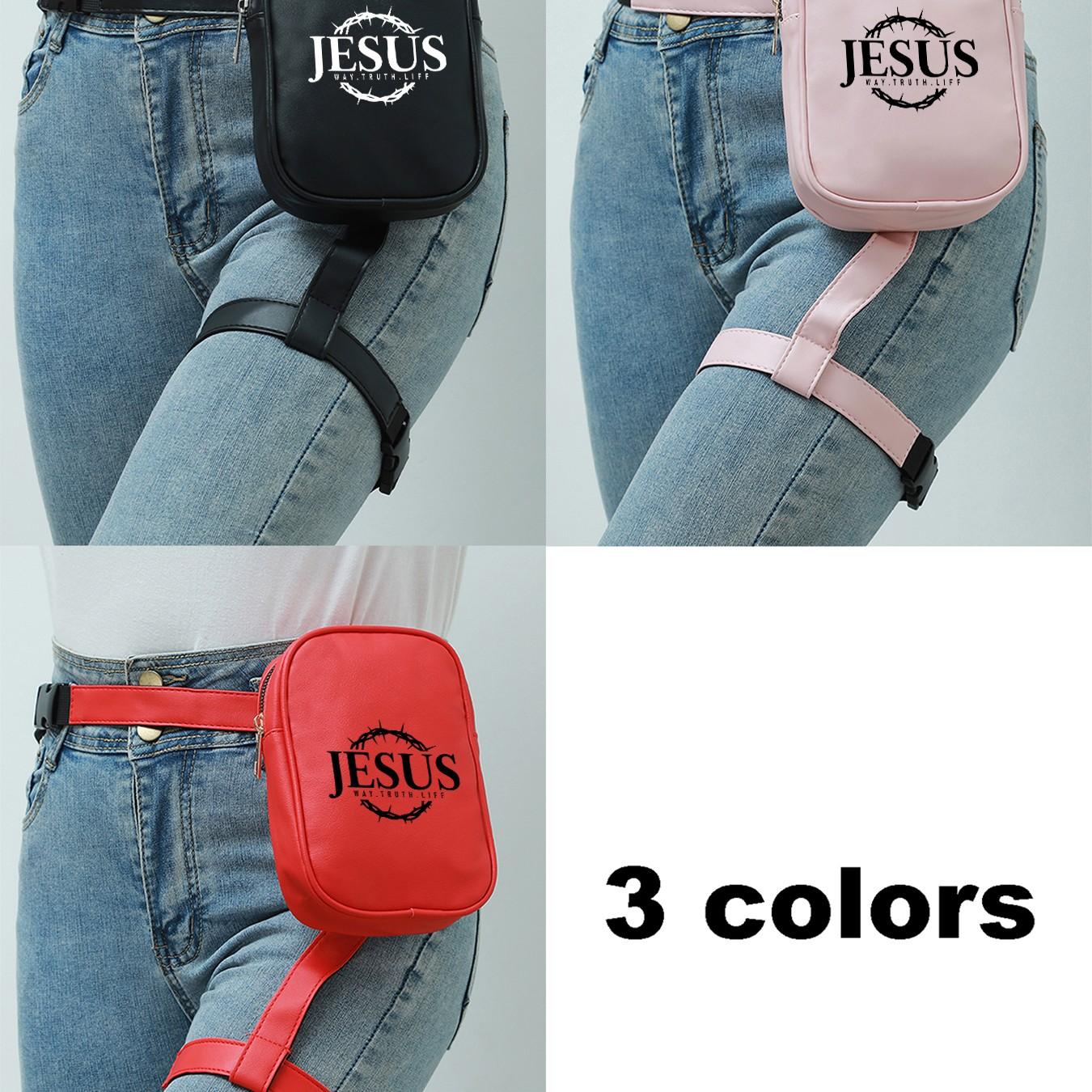 Jesus Thorn Crown Print Leg Bag, Adjustable Strap Motorcycle Crossbody Waist Pack, Multi-Scene Compatible Shoulder Bag