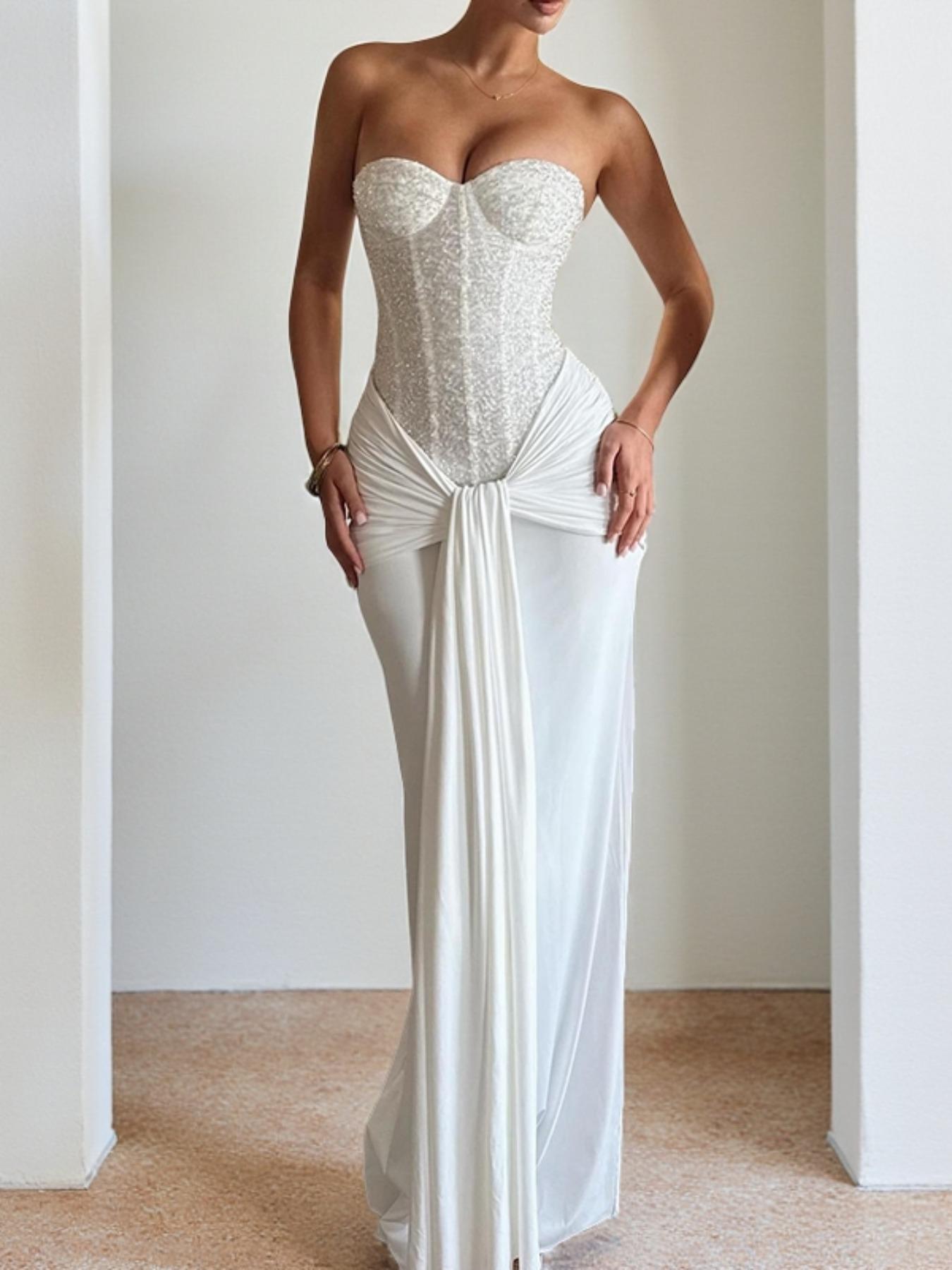 Elegant Wowdark Halter Neck Dress with Flowing Sleeves, Summer Fashion Midi Dress, Formal, Perfect for Parties & Events