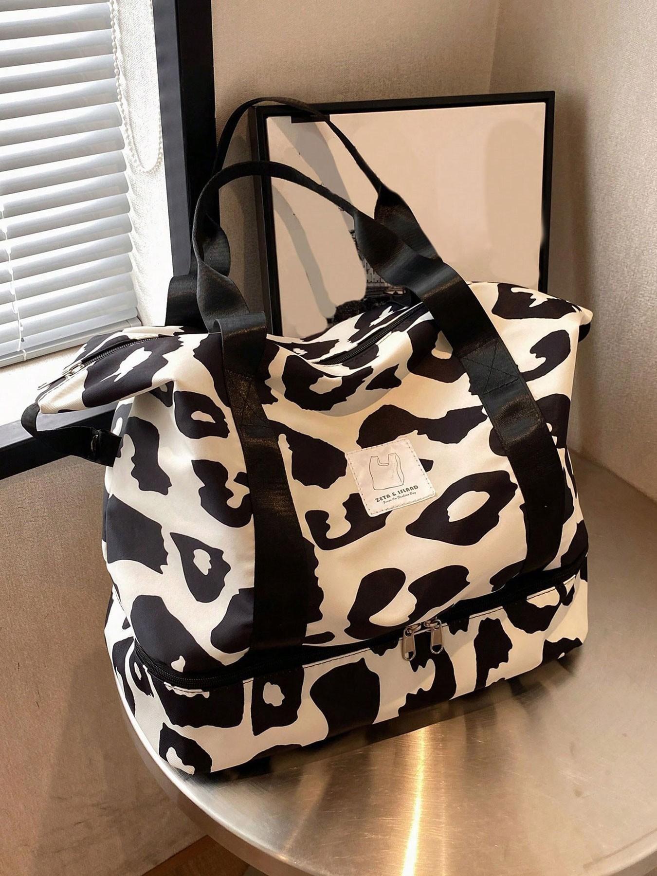 Leopard Print Large Capacity Travel Bag, Lightweight Short-distance Travel Bag, Multi-functional Suitcase Shoulder Bag for Women & Men, Fashionable Patterned Bag, Lightweight Outing Bag, Convenient Carry Bag, Fashionable Duffel Bag, Duffle Bag Travel