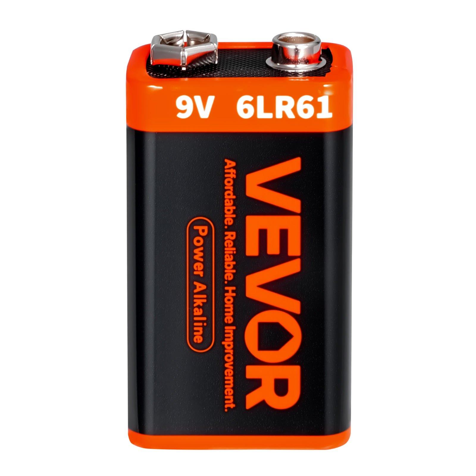 VEVOR 9V Alkaline Batteries, 12-Pack, 9 Volt Square Battery for Smoke Detector, 10-Year Shelf Life, Long Lasting, All-Purpose, for Fire Alarm, Household Office Business Devices, Electronics & Audio