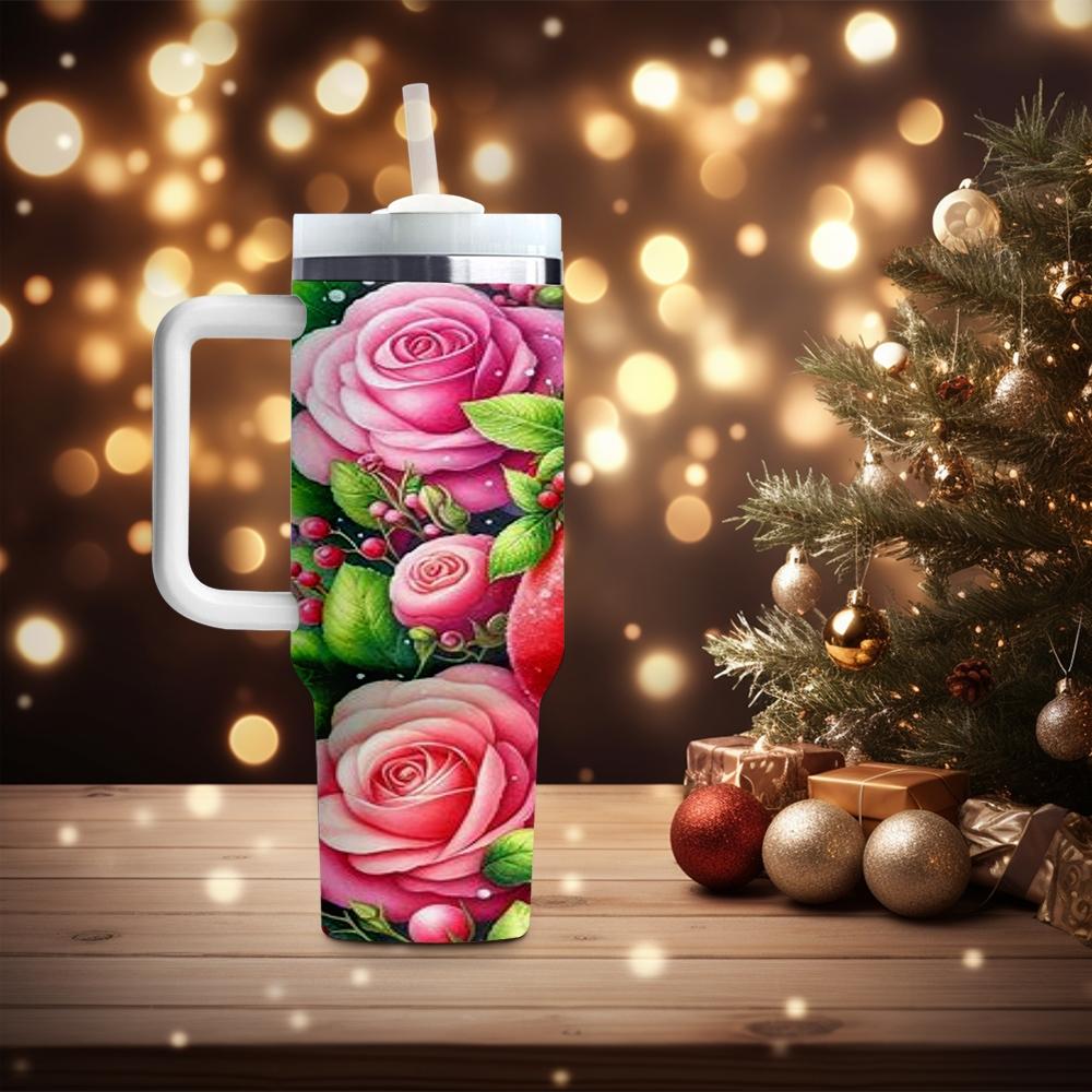 1pc Christmas water bottle, cartoon snowman, portable insulated stainless steel straw cup with handle, car mug, outdoor mug, travel mug, cup - Christmas and Valentine's Day gift, back-to-school for students (straw inside the cup).