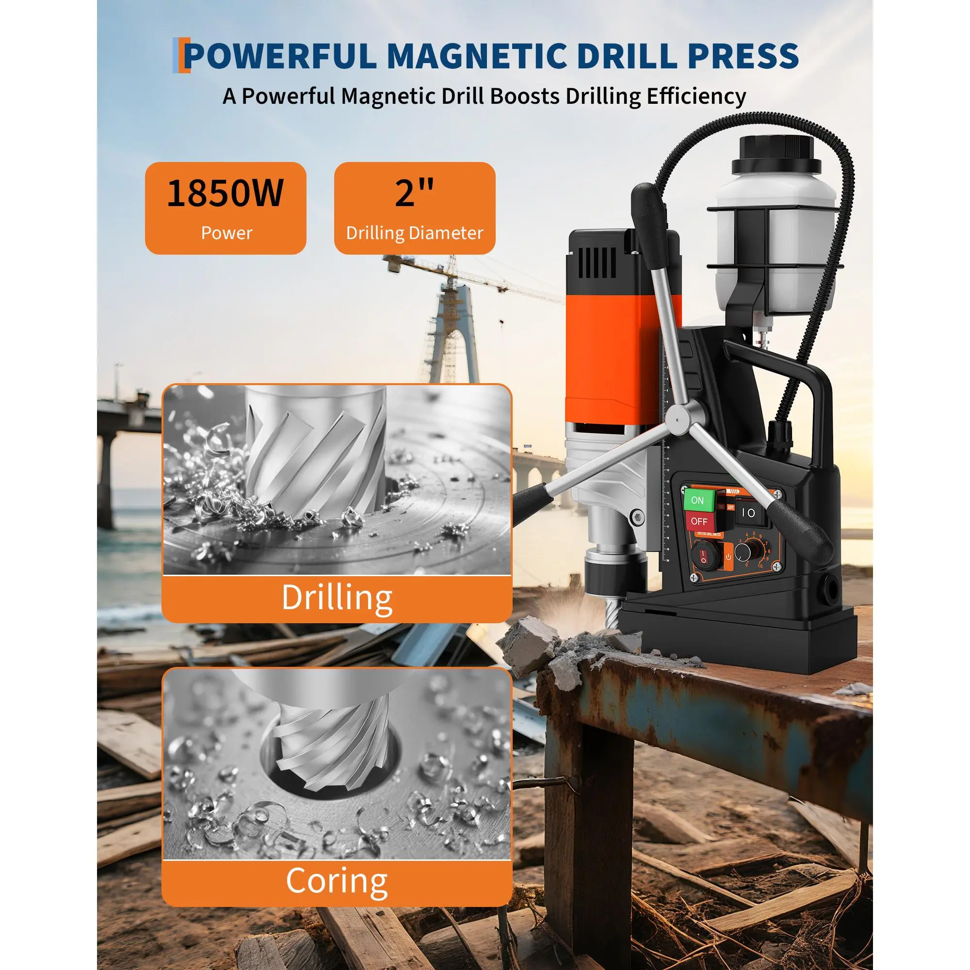 1850W with 10 hollow drills | 3 twist drills