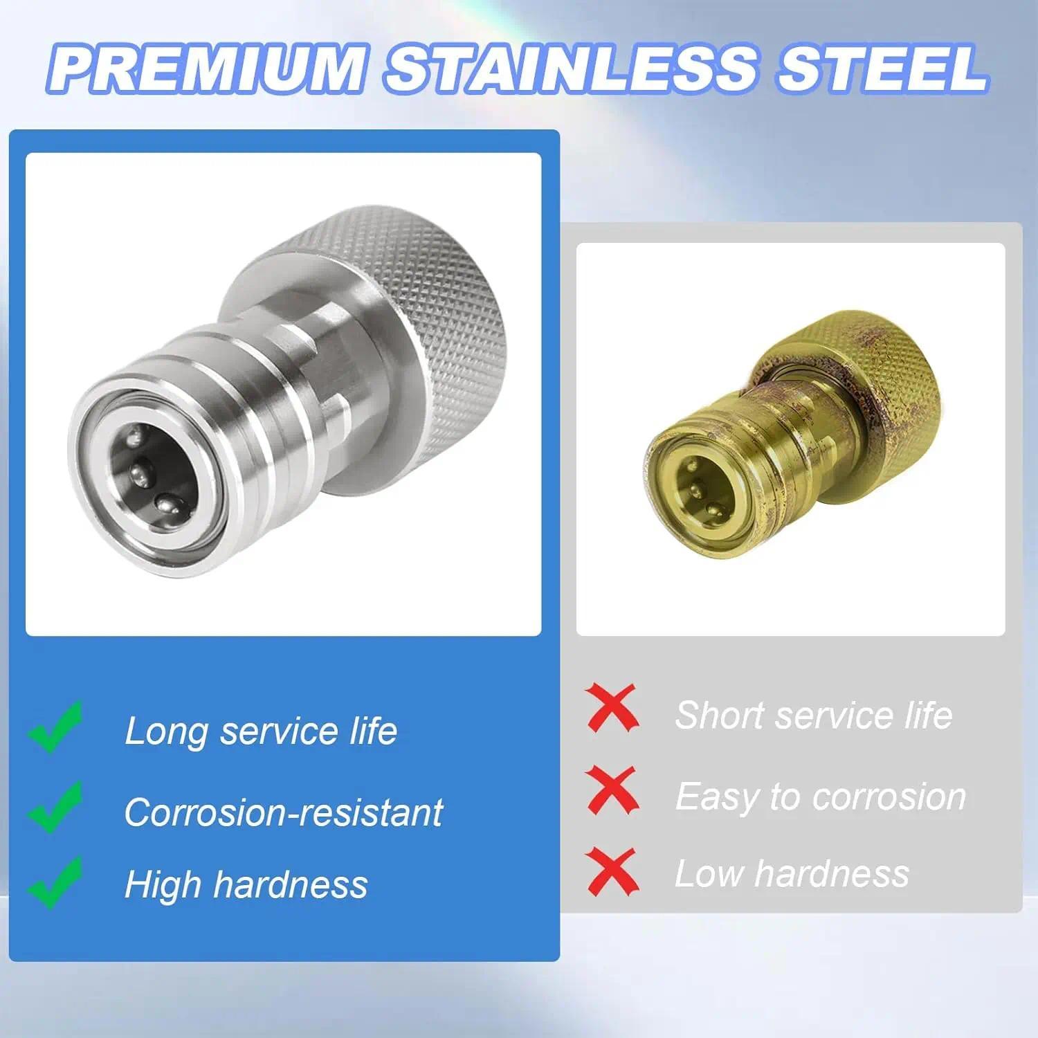 Hose to Pressure Washer Adapter, 3/4" GHT to 1/4" Quick Connect, Hose to Power Washer Connector,Stainless Steel Construction for Car Wash Nozzle and Sprayer Attachment