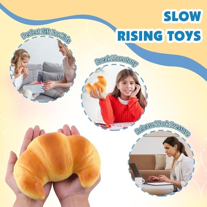 Anboor Slow Rising Squishies Toys for Kids, Bread Squishys Foam Food Croissant, Jumbo Big Stress Squishes, Cute Giant Squeeze Toy