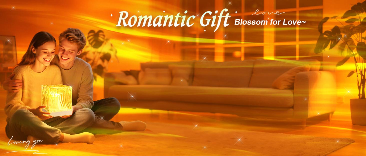 One Fire Flower Lamp Ambient Lighting for Bedroom, Teenage gift，Cool Things Water Ripple Lamp,Dimmable+Remote+Timer Space Projector Gifts for Women Who Have Everything,Pink Roses Romantic Bedroom Decor