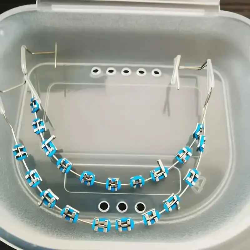 Stainless Steel Tooth Braces Temporary Orthodontic Style Dental Accessory Kit with Archwires Clasps Durable Corrosion Resistant Teeth Prop for Students Daily Oral Care Supplies Portable Reusable Dental Correction Tools for Home School Travel Oral Hyg