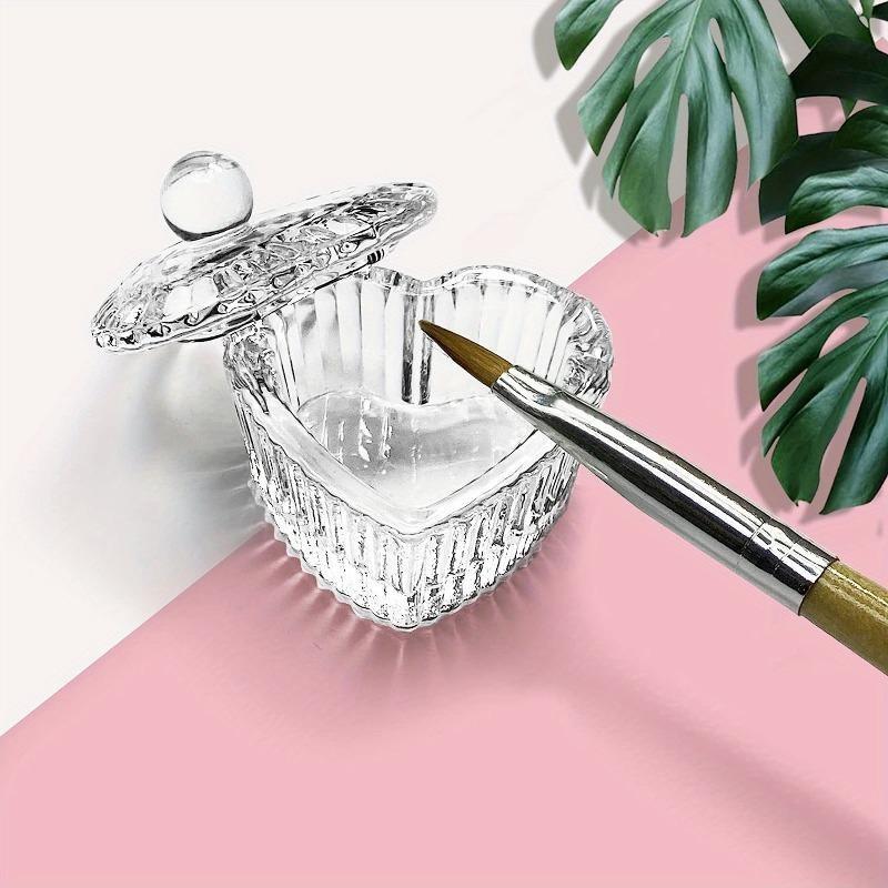 Multi-Shaped Cup Nail Art Liquid Powder Dish - Clear, Sweet Heart Design, for Manicure Care Tools