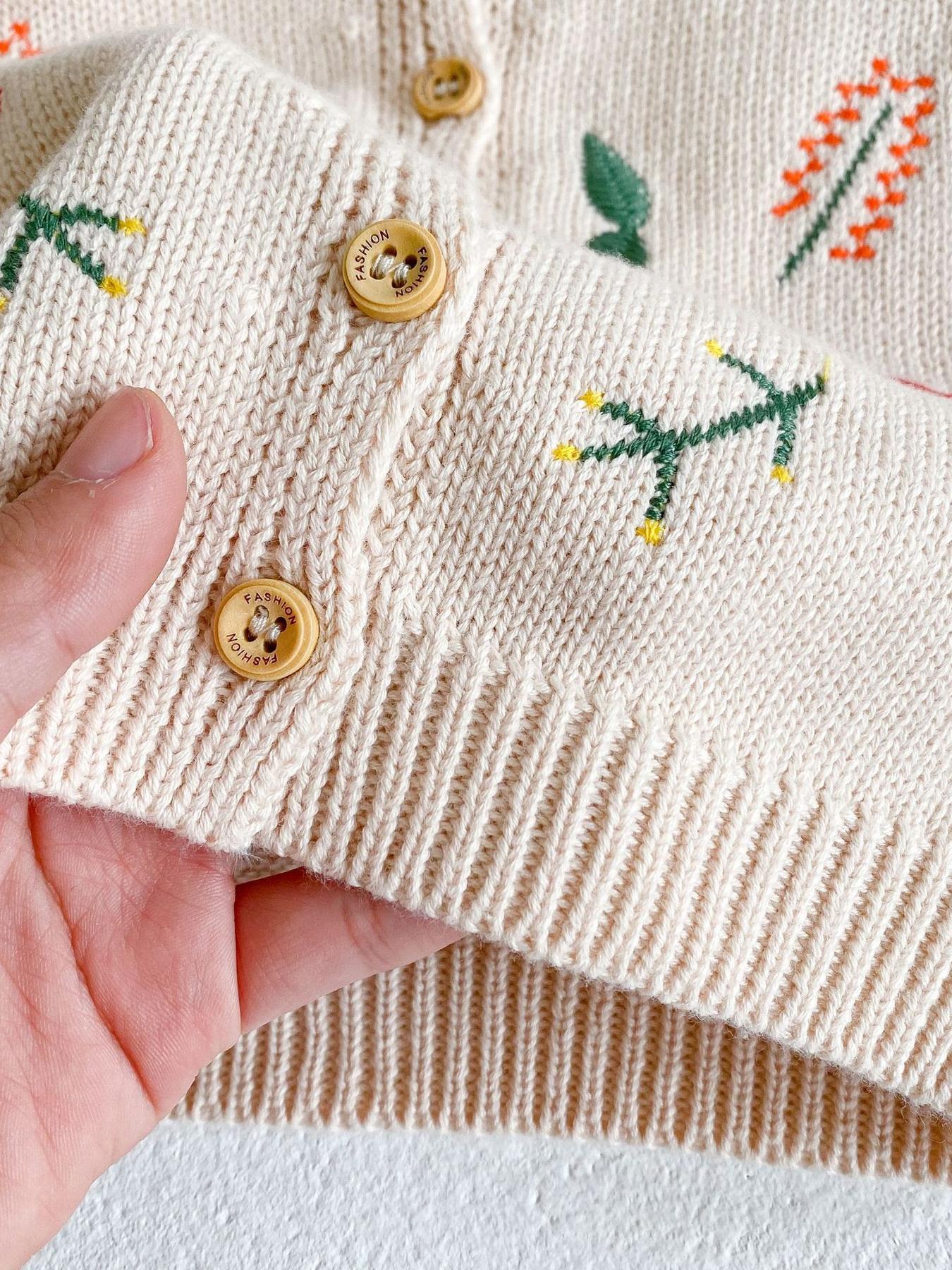 NewAutumn Winter New Baby Toddler Versatile Vest Embroidered Cotton Cardigan Cute Floral Design Warm Comfortable Daily Wear
