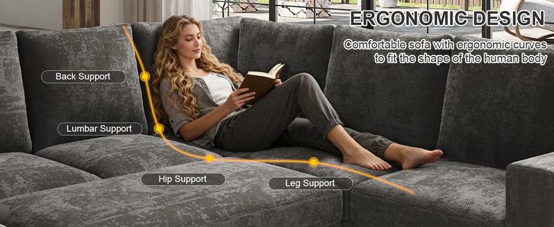 【4-5 Packages】86 Inch Sectional Sleeper Sofa, 5-7 Seat L Shaped Sleeper Sectional Couch with Pull Out Bed, Convertible Sofa Bed with Storage for Living Room, Apartment, Modular Cloud Couches