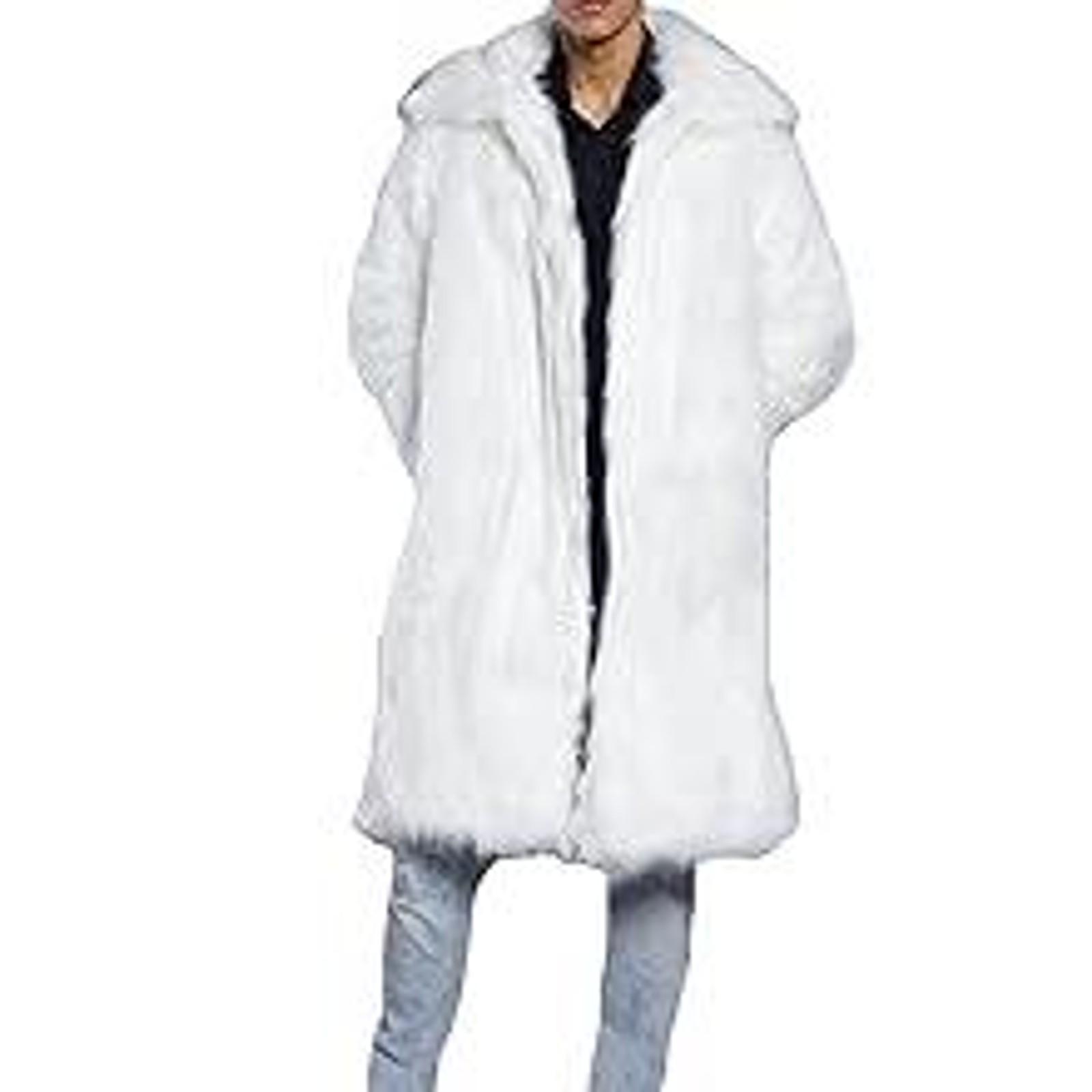 Men's Winter Fluffy Faux Fur Long Coat Parka Overcoat Outwear