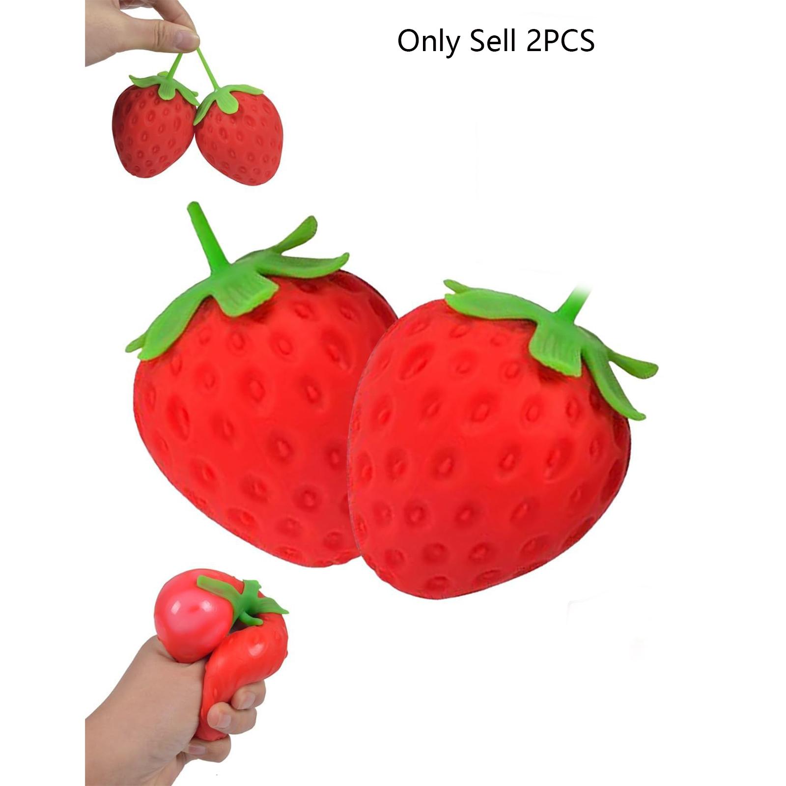 2PCS Cute Strawberry Squeeze Toys, Dragon Fruit Squishy, Strawberry Squishy, Rebounding Sensory, Upgrade Fruit Squishies, Realistic Strawberry Stress Ball, Stress Relief for Office Workers、Anxiety Relief、Focus Improvement、Desktop Decoration