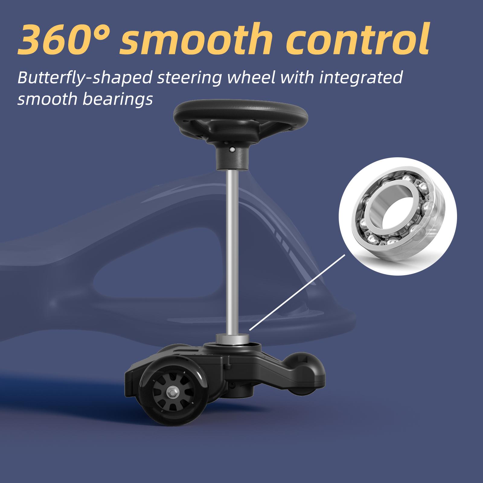 KORIMEFA 12V Electric Wiggle Car Ride On Toy, 2 in 1 Wiggle Car Rechargeable Battery with Anti-Rollover Colorful Light-Emitting Wheel for Kids