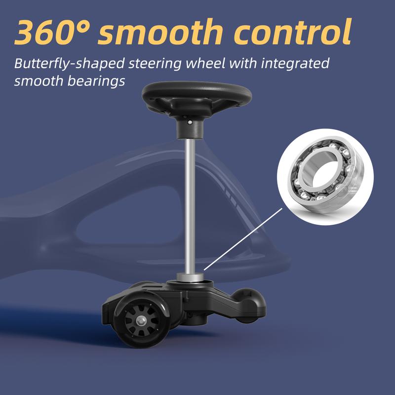 KORIMEFA 12V Electric Wiggle Car Ride On Toy, 2 in 1 Wiggle Car Rechargeable Battery with Anti-Rollover Colorful Light-Emitting Wheel for Kids