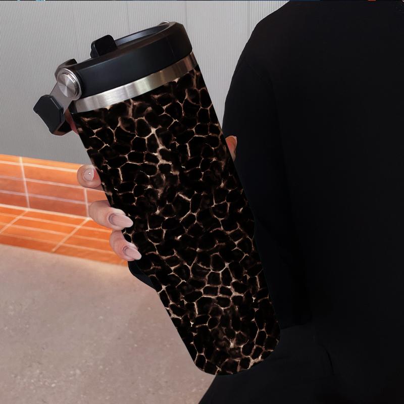 30oz Insulated Tumbler Cup with Straw, Meteor Leopard Print, Dual-Use Cold Hot, Ideal for Sports Outdoor Office Home, Best Gift #GLOBAL PICKS