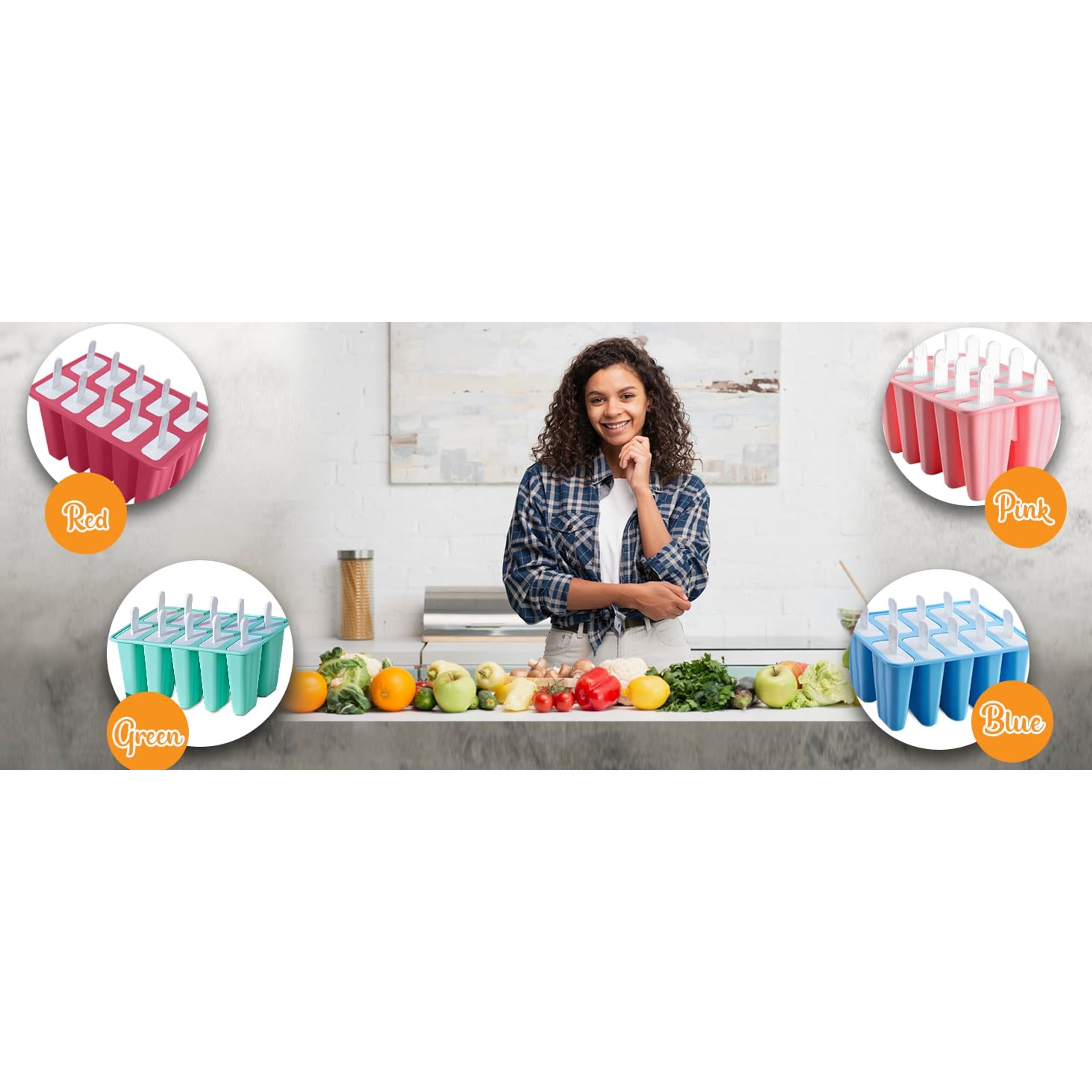 [Summer Essentials]Silicone Popsicle Molds 10 Pcs Ice Pop Maker Molds with 10 Reusable Sticks, Cleaning Brush and Funnel - Homemade Easy-Release Reusable Popsicle Moulds Shapes (Pink)gift