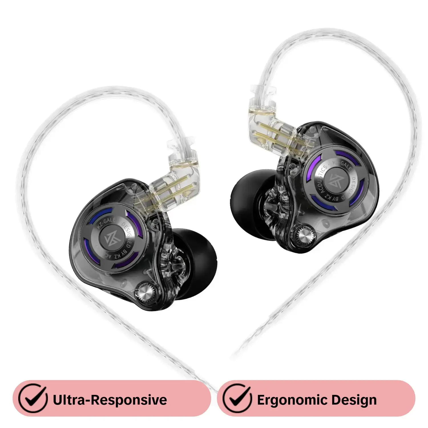Kz Gale Gaming Headphones with Microphone, High Fidelity Deep Bass Comfortable Earbuds, Full Bass, In-Ear Wired Monitor Headset for Ps