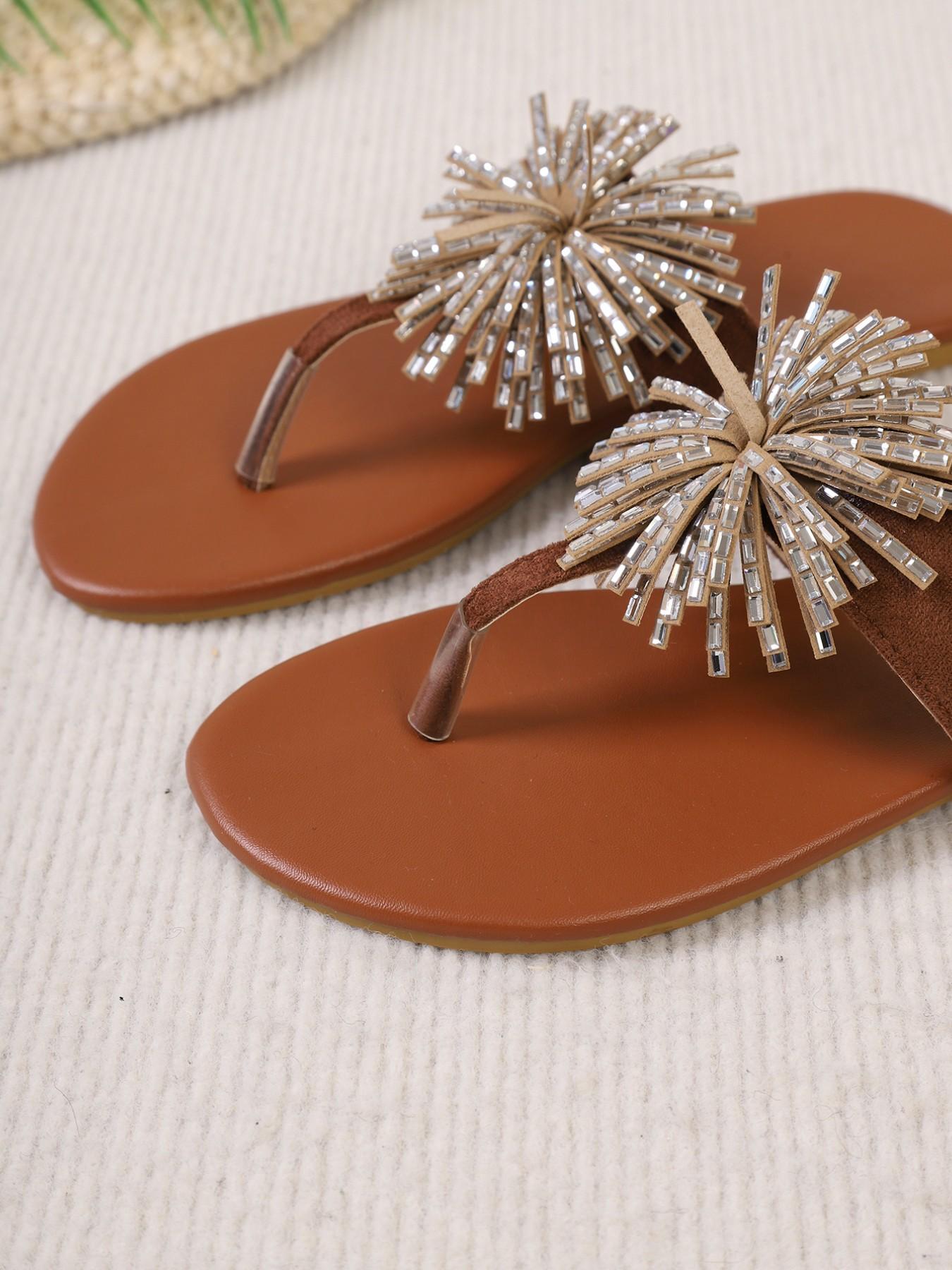 2026 Summer Shimmering Rhinestone Sandals, Fashionable Comfortable Soft Sole Non-Slip Flip Flops, Beach Vacation Versatile Slippers