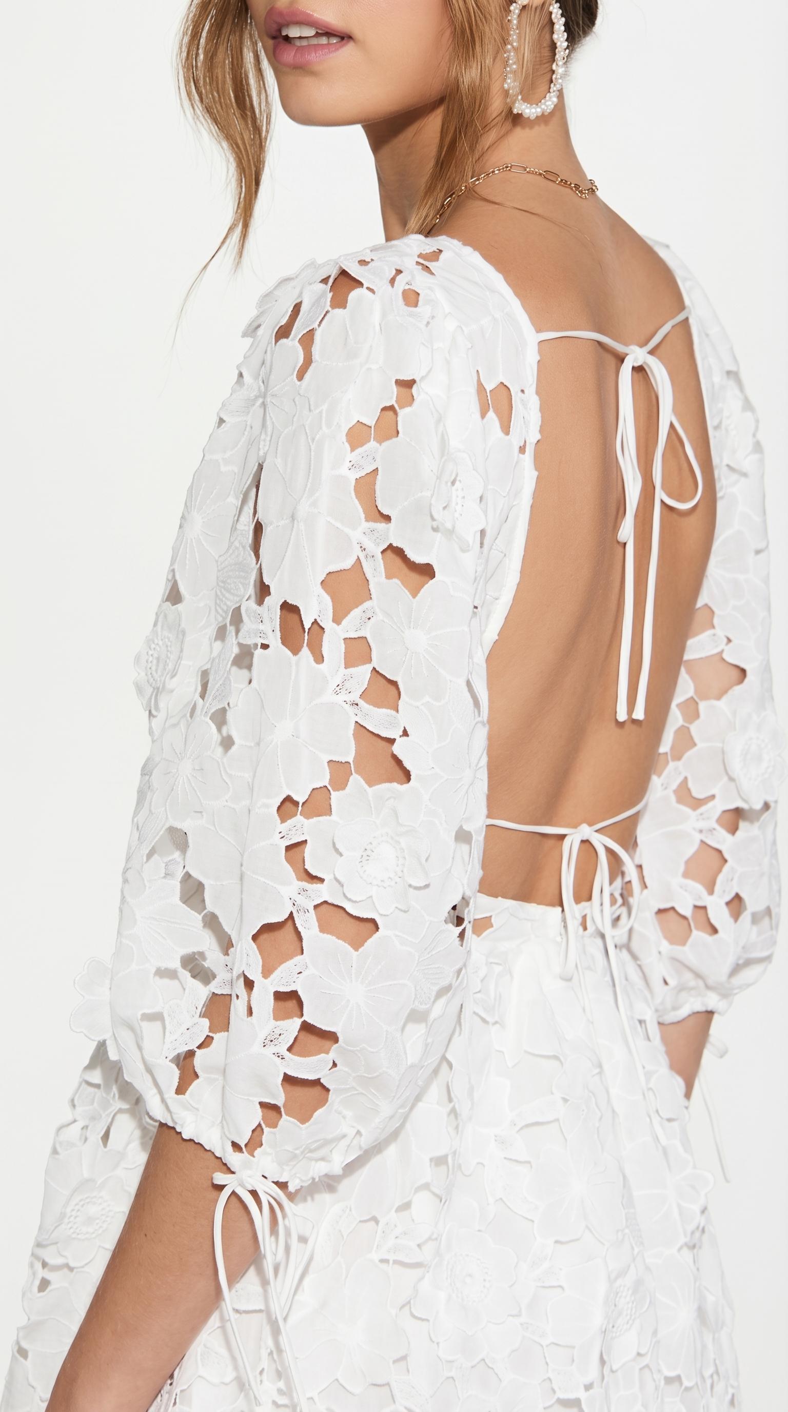 paulette floral crochet lace mini dress Paulette Floral Crochet Lace Mini Dress in White