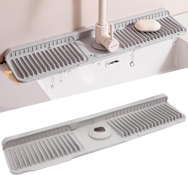 Silicone Faucet Splash Mat, Foldable Design Sink Sponge Draining Pad, Multi-application Splash Guard for Kitchen & Bathroom