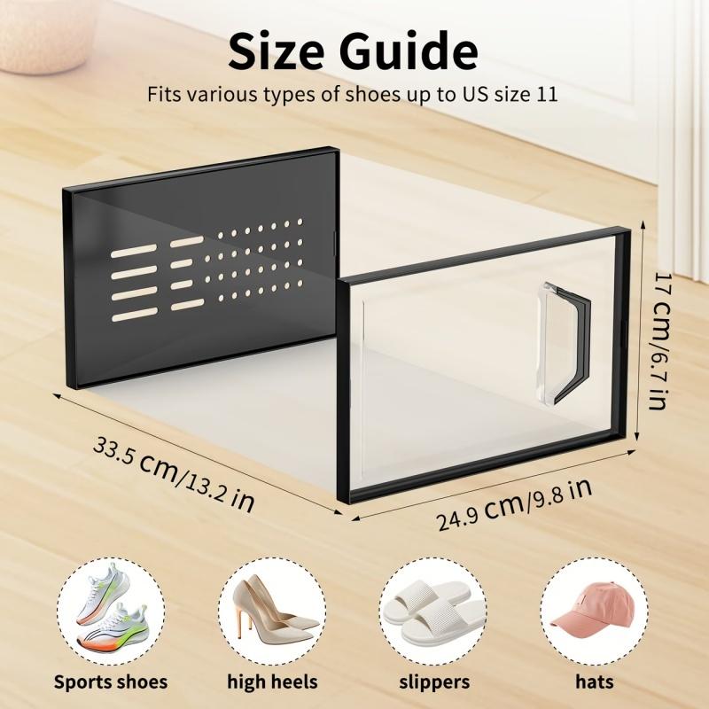 12-piece oversized shoe storage box, transparent plastic stackable shoe finishing box, 2026 Fengshen shoe box! Installation-free + stackable