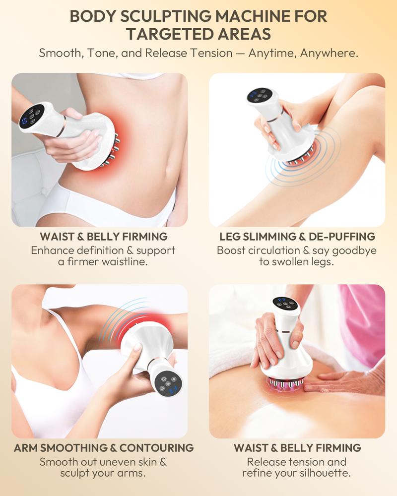 1 Count Body Sculpting Massage Tool, Handheld Electric Body Massager with Heat, Vibration & Soothing Pulse for Legs, Arms, Hips & Belly