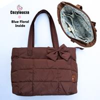 B-Caramel-Blue Floral -Bow