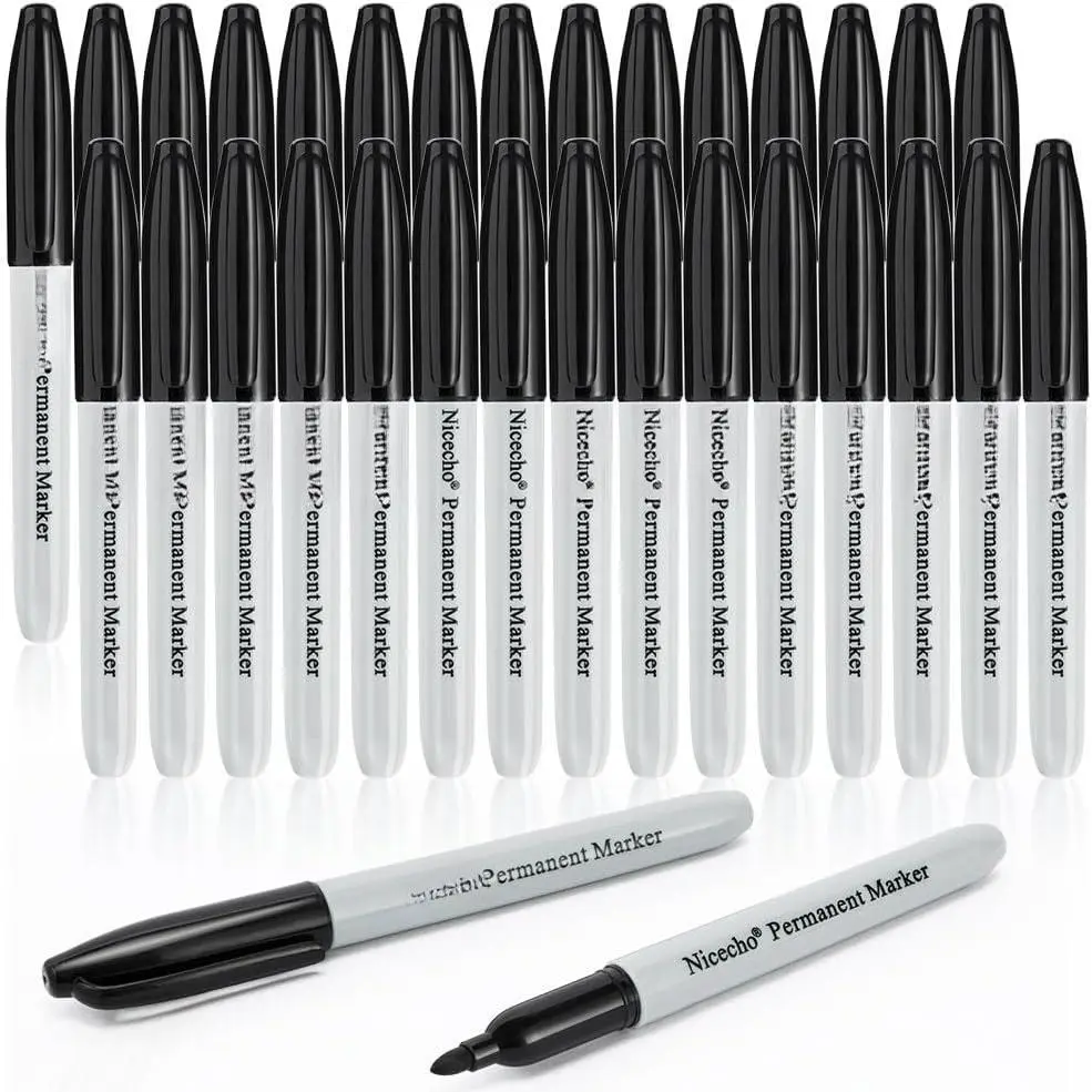 Permanent Markers, Black Permanent Marker Pens, 30 Count Fine Point  Marker Set