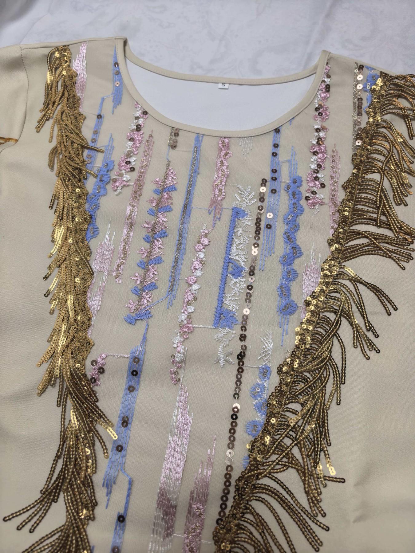 Cross - border Muslim Middle Eastern women's printed long dresses, foreign trade dresses, evening gowns with sequins