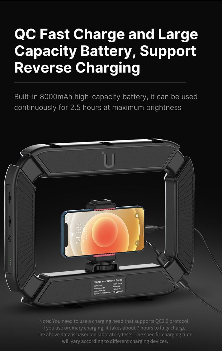 Ulanzi U200 Handheld Ring Light, Photography Led Video Rig BI-color Camera With phone clip cold shoe for Youtube Live Rig, Video Stabilizer for Camera, Smartphone, Action Camera, YouTube, Setup, Filmmaking, Makeup, Vlogging