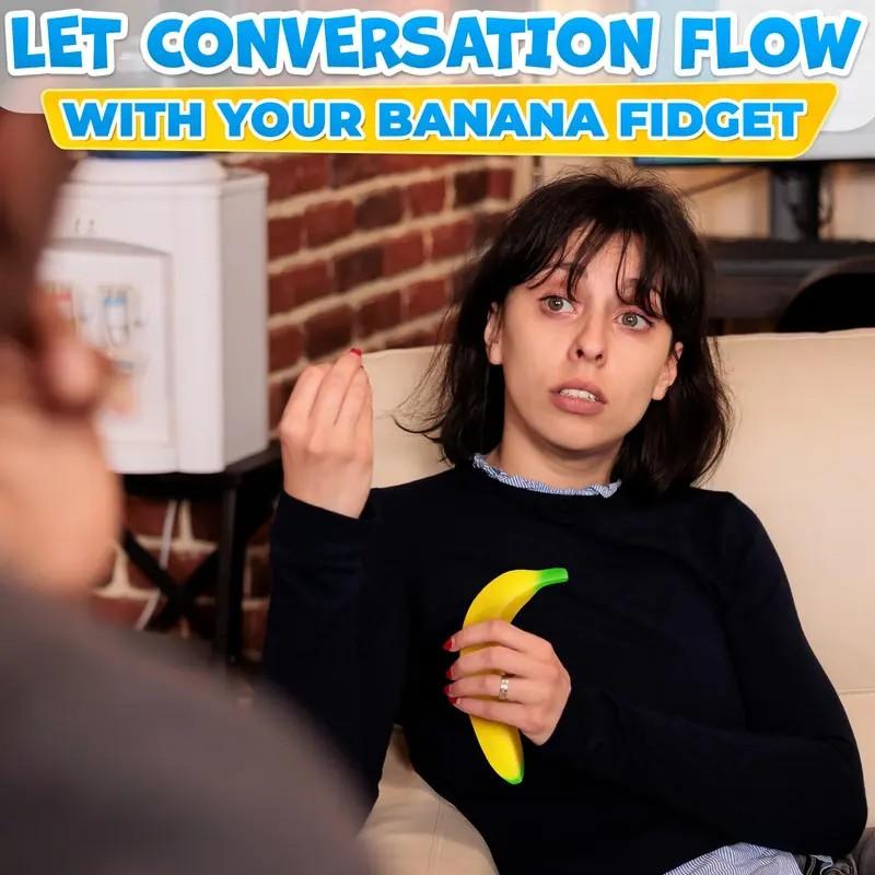 Banana Stress Relief Finger Toy, 6.7x1.4 Inches Soft PU Foam Desk Accessory, Adult Lightweight Squeeze Finger Toy, Office Decor & Relax Tool