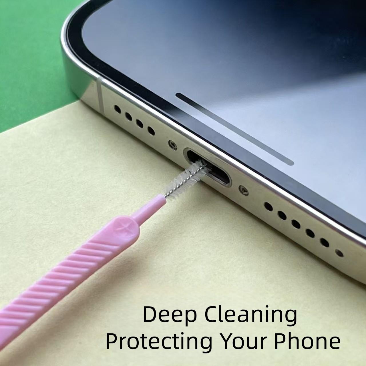 Multifunctional Phone Charging Port Cleaning Brush, Dustproof Mini Soft Round Brush, Bendable Shower Hole Cleaner, Mobile Phone Dust Cover