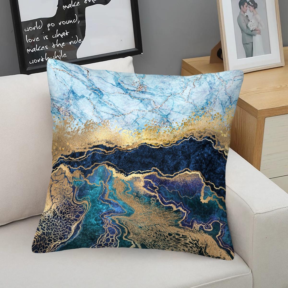 Marble Print Throw Pillow, Modern Luxury Decorative Pillow, Soft Square Cushion with Zipper Closure, Ideal for Sofa, Living Room and Bedroom Decor, Perfect Gift for Fluid Art Enthusiasts