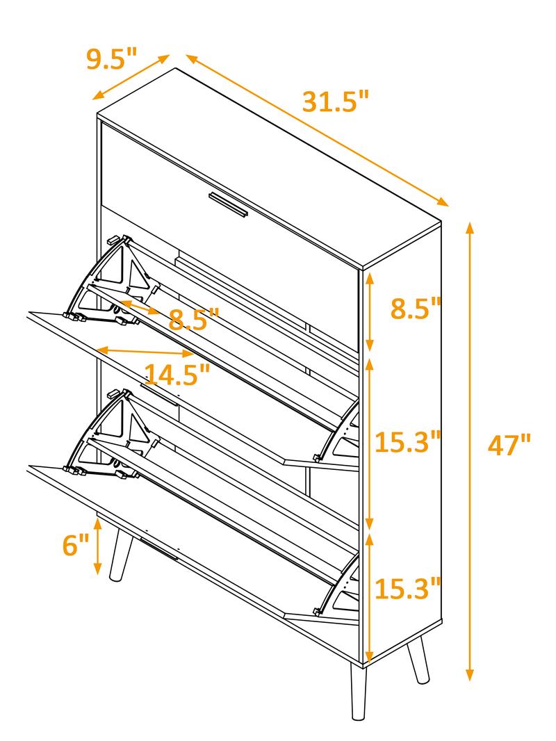Topwin Rattan Shoe Cabinet, Shoe Rack Organizer Freestanding Cabinet Modern Storage Shelves For Entryway Hallway Closet