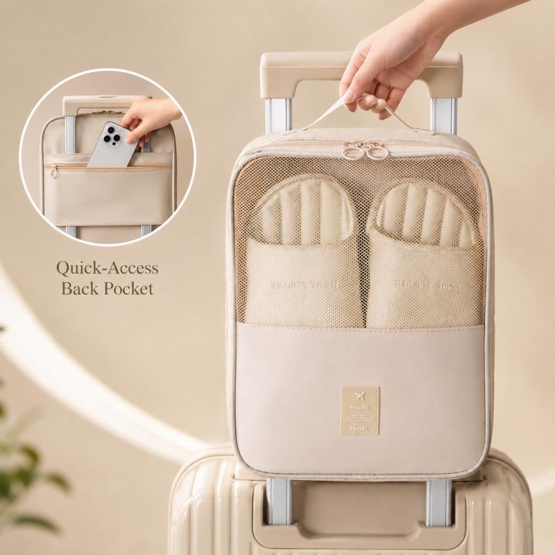 2-in-1 Dual-Use Polyester Shoe Storage Bag, Foldable Compact Home Organizer, Easy-to-Carry Travel Essentials Pouch, Portable Home Supplies Accessory