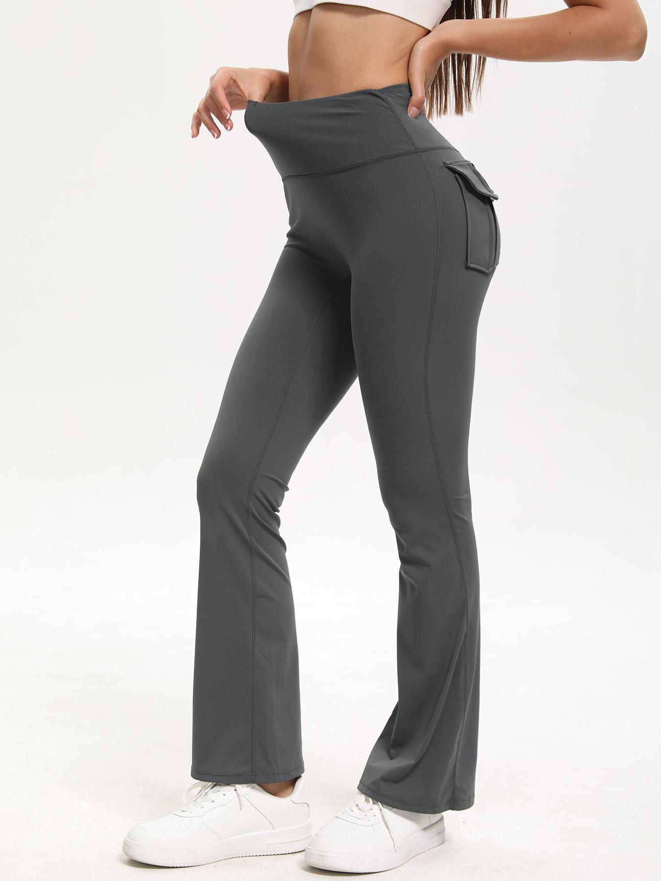 3PCS Women's Flared Leggings with Pockets Women's Flared Sweatpants Fitness Leggings Butt Lifting Fitness Yoga Leggings Track Sporty Pants Grey Sweatpants Women Streetwear Durable Stretchy Exercise Pants Activewear Outdoor Season Versatility