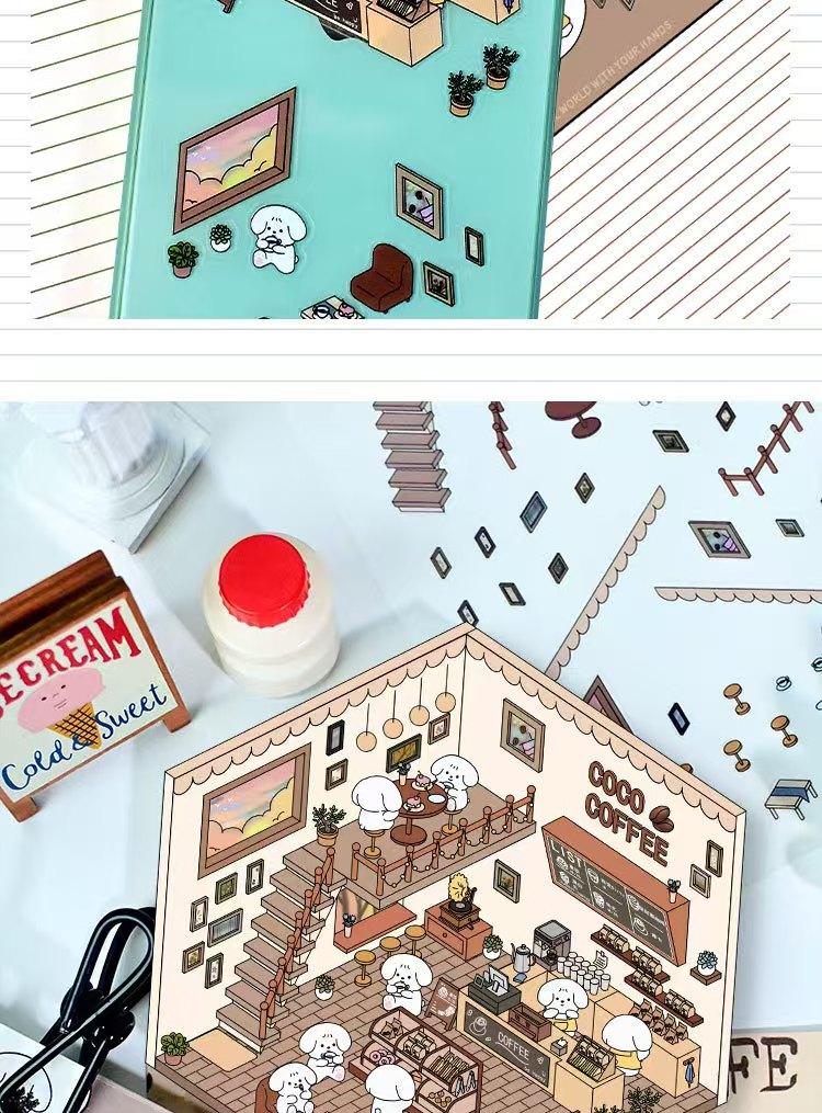 3D DIY Miniature Sticker Kit: 4 Enchanting Scenes (Pink Cottage, Penguin Ice Cream & More) + Free Tweezers | ASMR Crafting, Phone Case Decor, Creative Adult Home Gift