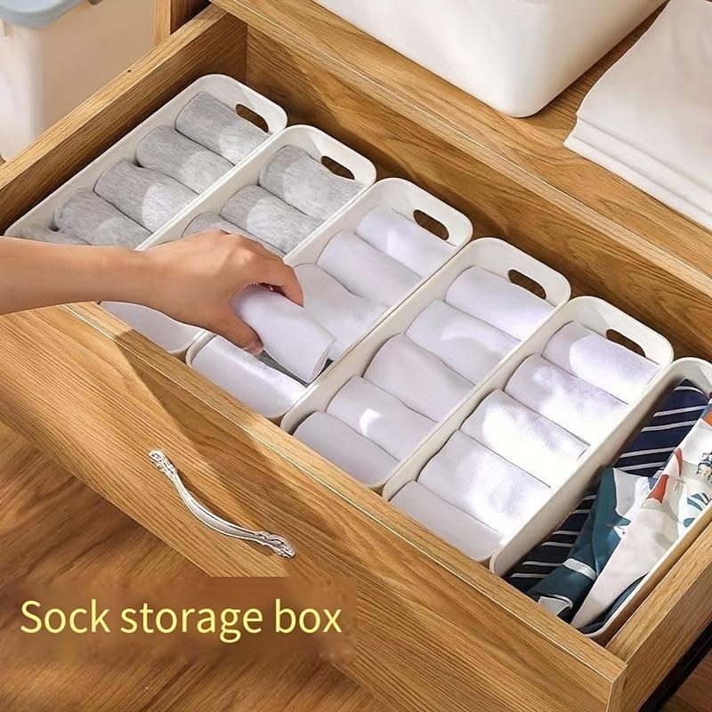 10 durable plastic home storage boxes, stackable storage bins for underwear and socks, with open compartments, transparent drawer storage boxes, drawer compartment design, modern style, visible compartments - space-saving organizers for wardrobes