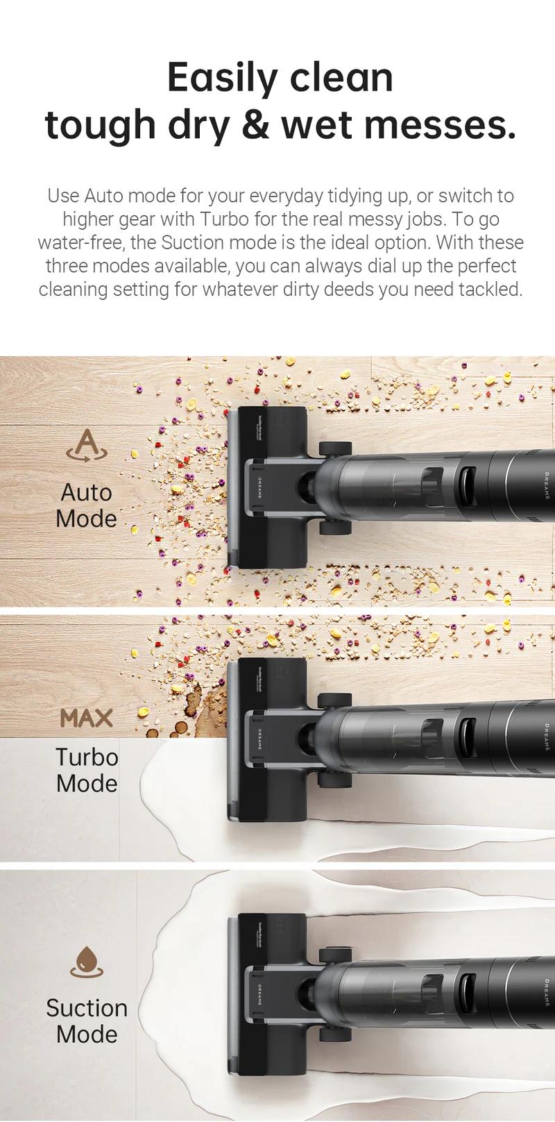 DREAME H12s Vacuum Mop, Cordless Wet and Dry Vacuum, Cordless Vacuum Mop All in One for Hard Floors, Edge Cleaning with Dirt Detection, Hot Air Drying, Smart Floor Cleaner Great for Sticky Messes on Multi-Surfaces