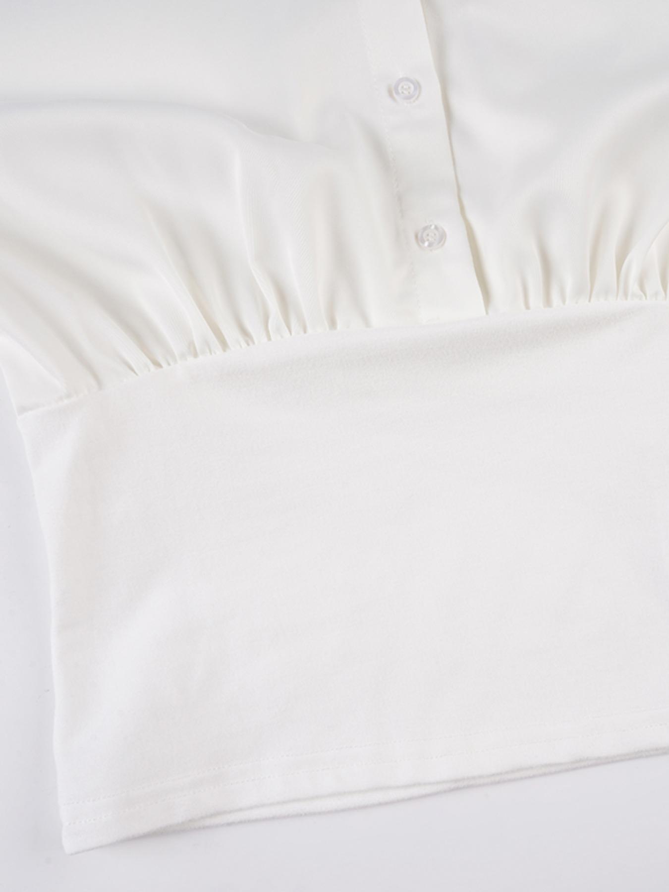 Elegant Women's Long Sleeve Shirt, Autumn Fashion Button Design Waist Tie Fitted Top, Commuter Simple Style, Perfect for Office Wear