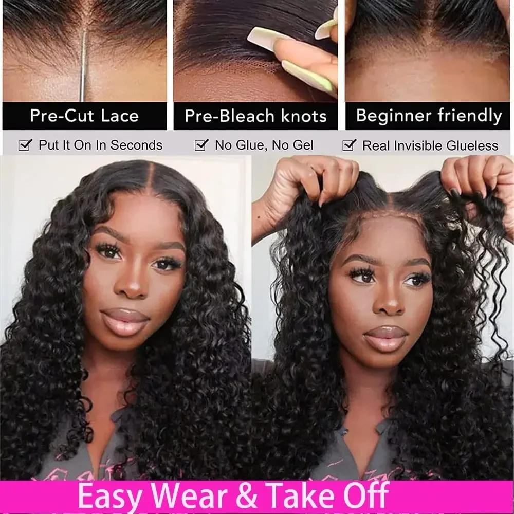 Bling Hair Easy Wear and Go Glueless Deep Wave 9x6 7x5 Transparent HD Lace Closure Glueless Wigs Human Hair 180% Density 6x4 5x5 HD Lace Natural Color For Black Women TikTokShopHolidayHaul