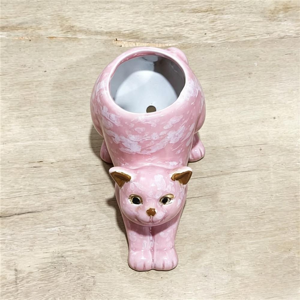 Cute Cat Planter Pot with Drainage Hole Succulent Cactus Planter | Novelty Bonsai Flowerpot, , Cat Vase & Cat Flower, Desk Windowsill Shelf Decor Gift