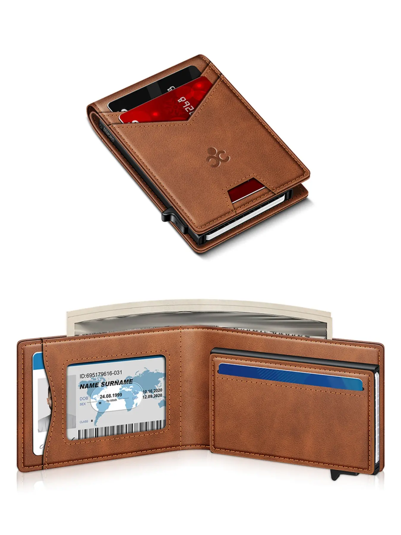 Men's Ultra-Thin Wallet with Money Clip & ID Window, RFID Blocking Aluminum Business Card Holder, Credit Card Organizer, Fits 9-13 Cards, All Seasons