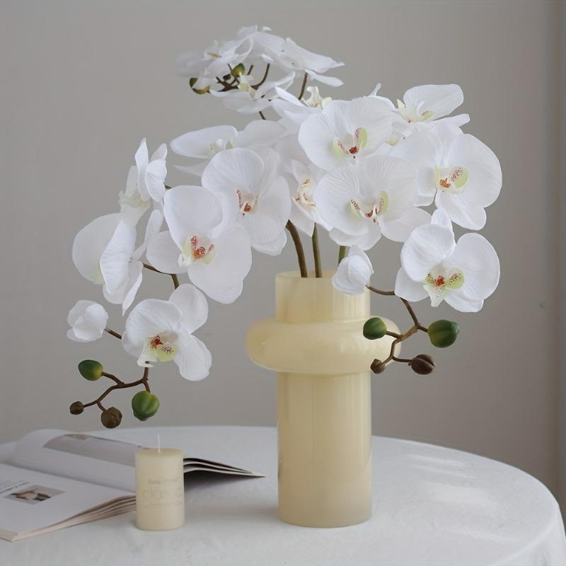 3 artificial butterfly orchids with simulated tactile flower heads and artificial stems, suitable for engagement/wedding bridal bouquets, Valentine's Day, Mother's Day, Easter, spring/summer indoor home garden decoration