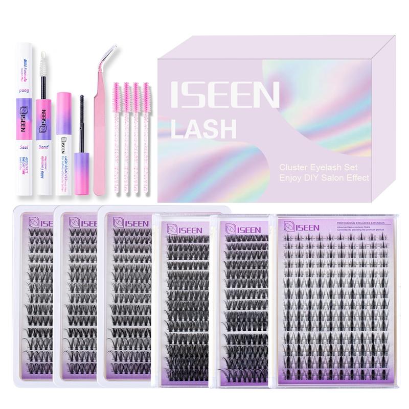 Natural Look Eyelash Extensions Kit, DIY Eyelash Extensions, 1 Set False Eyelashes with Glue & Tweezers & Brush & Glue Remover, Professional Eye Enhancement Tools for Women, Makeup Gift