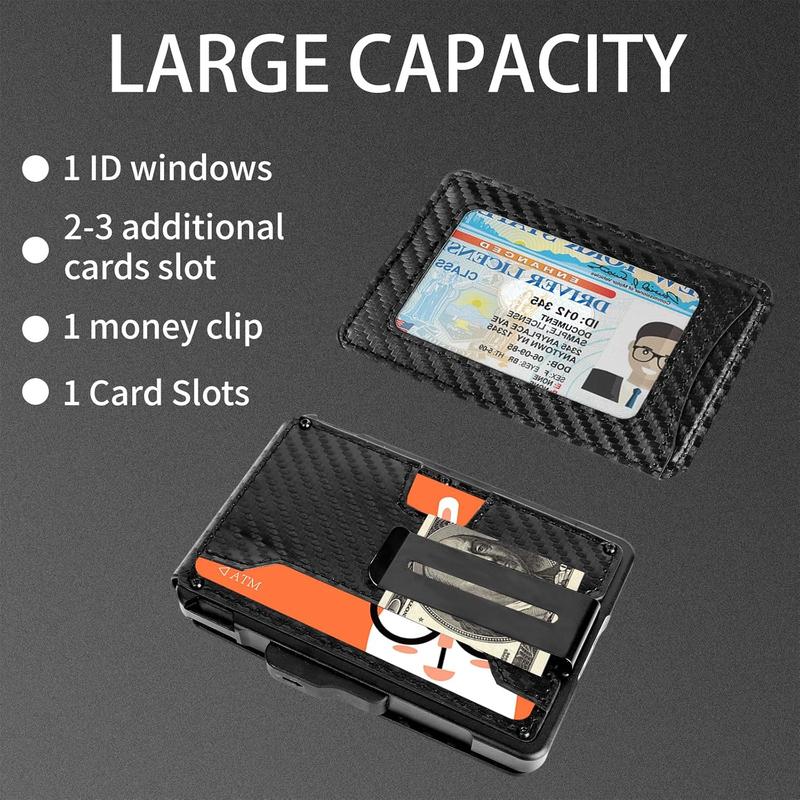 Slim AirTag Wallet for Men - Pop-Up Aluminum Case, RFID Blocking Leather Bifold with Money Clip & Card Slots, Includes Gift Box,No Airtag Included,Carbon Black Slim AirTag Wallet for Men - Pop-Up Aluminum Case, RFID Blocking Leather Bifold with Money Clip & Card Slots, Includes Gift Box,No Airtag Included,Carbon Black