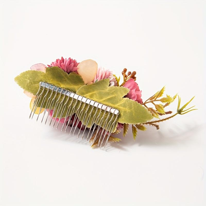 Unisex New Style Faux Fabric Comb with Floral Accents - Leisure Outdoor Accessory for Brides, Perfect for Bride Look & Seaside Vacation Hairstyles