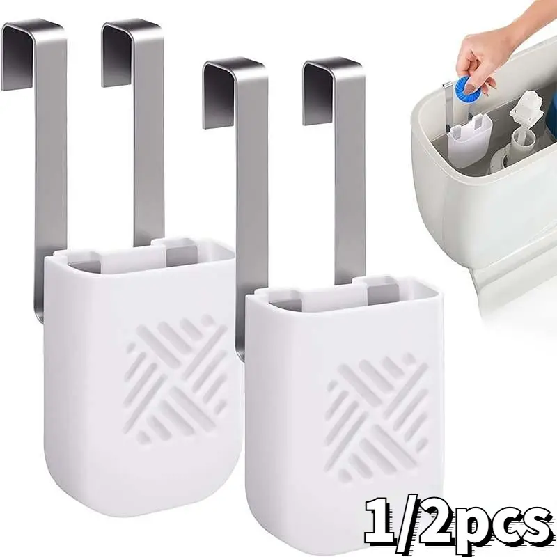 1/2pcs Toilet Tank Cleaner Holder & Bleach Dispenser, Hanging Toilet Cleaning Agent Carrier, Prevent Residue Pollution, Bathroom Accessories, Durable Cleaning Supplies, Home Care Supply