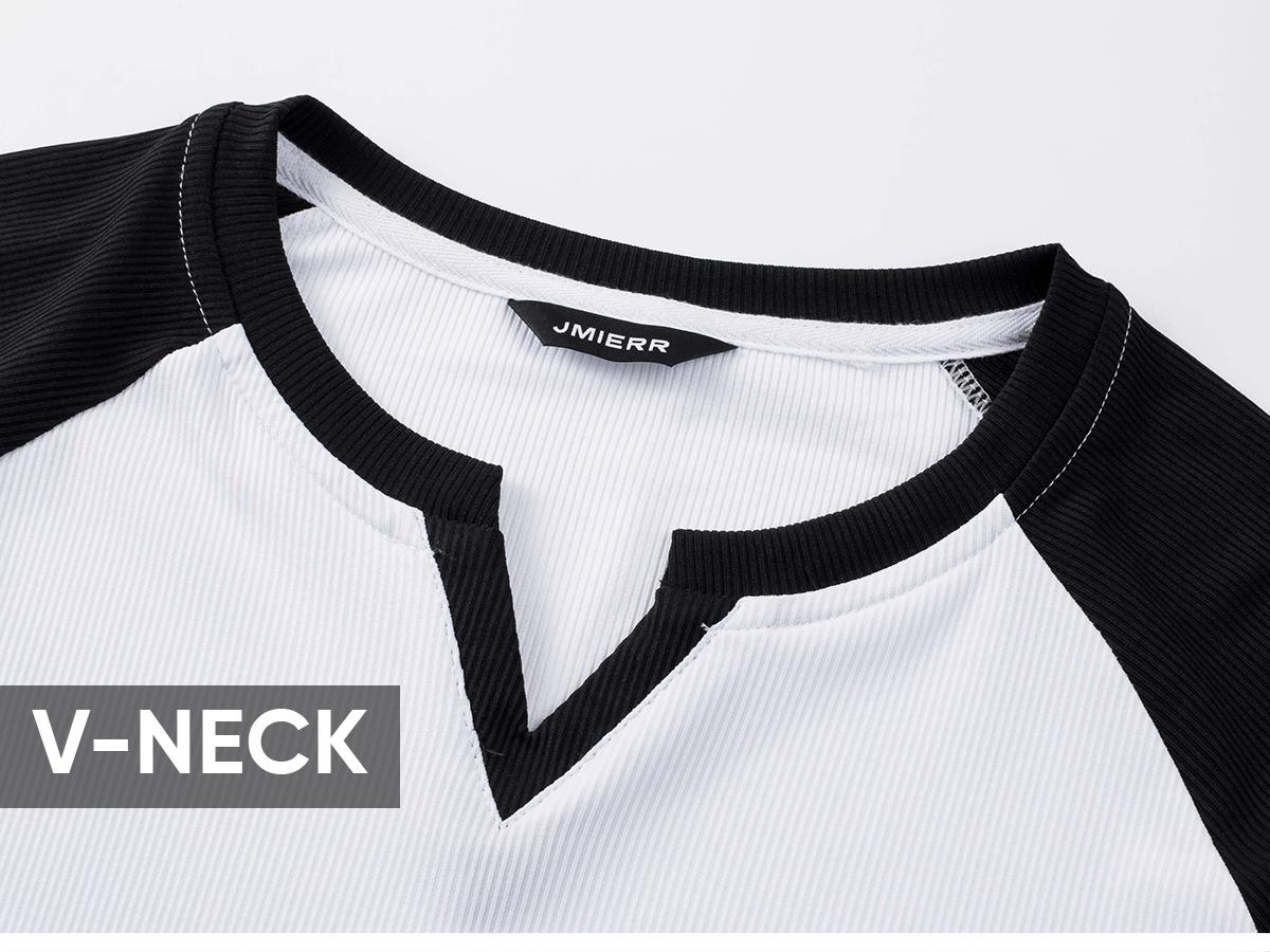 JMIERR Mens Long Sleeve Muscle T Shirts Casual V-Neck Longline Ribbed Tee Shirts
