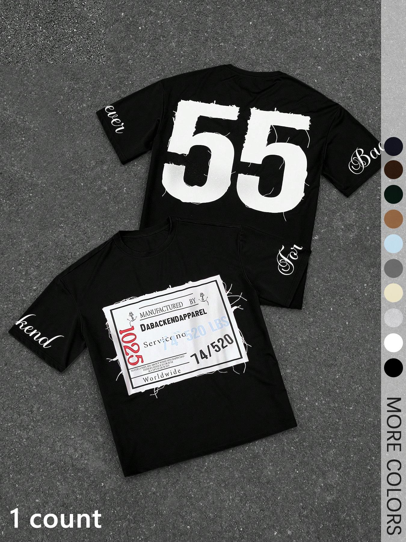 Men's Letter Print Loose Fit Sports T-Shirt, Sports Tee, Men's Graphic Shirts for All Season, Streetwear for Summer, Daily Wear, Athletic Sports Clothing